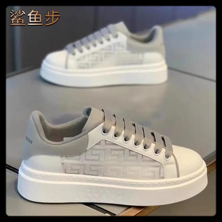 鲨鱼步男鞋夏季透气2025新款薄休闲鞋子潮鞋小白鞋韩版网面鞋男士