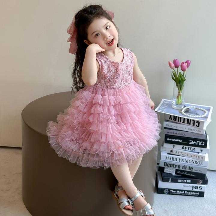 女童连衣裙夏季2025新款韩版宝宝礼服洋气儿童生日网纱公主裙小童