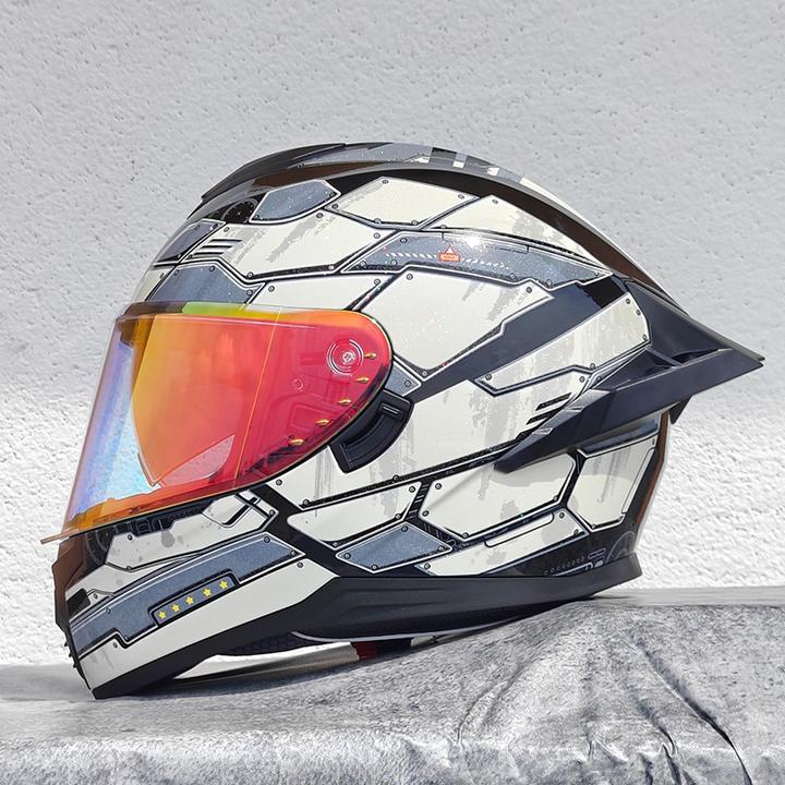 摩托车头盔四季男女双镜片全盔机车跑车趴赛可装蓝牙新国标3C认证