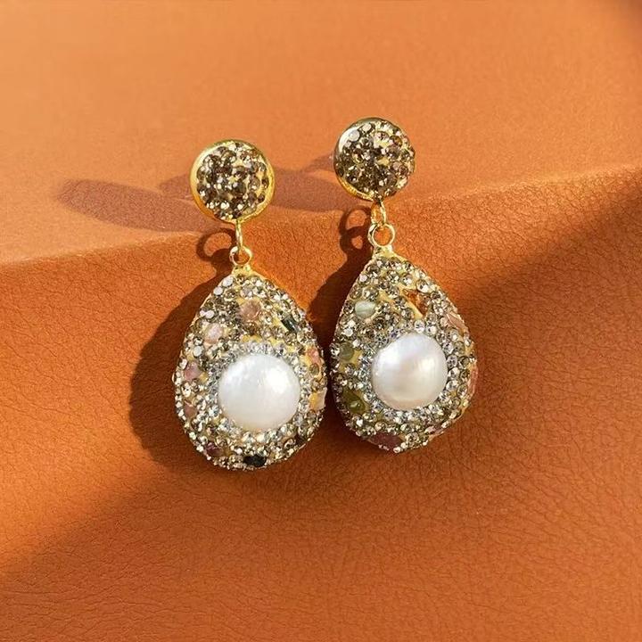 铜合金合成锆石耳饰 复古毛衣链轻奢高级感重工长款项链2025新款