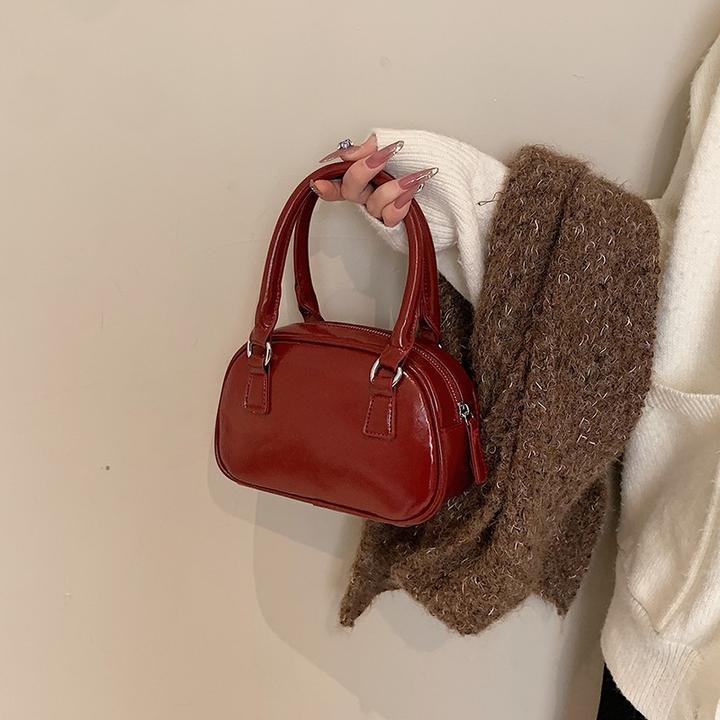 复古红色包包秋冬女2025新款潮韩国手提保龄球包百搭斜挎包小方包