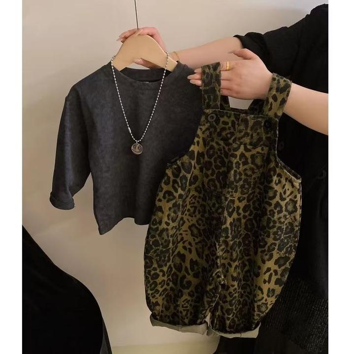 网红牛仔儿童秋季打底衫背带裤时尚新款时髦秋冬洋气连体裤长裤