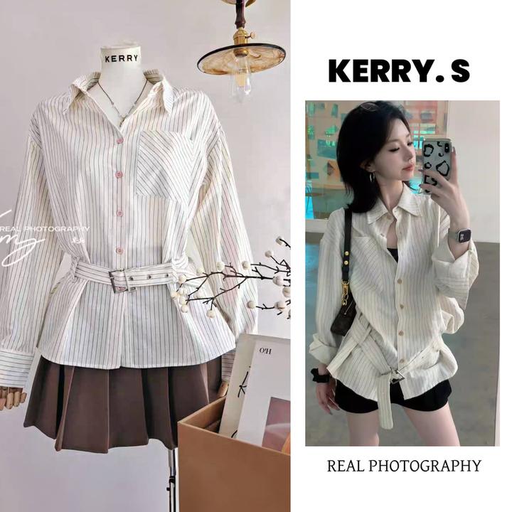 【意冉】2025新款法式气质高级感时尚显瘦优雅条纹收腰衬衫