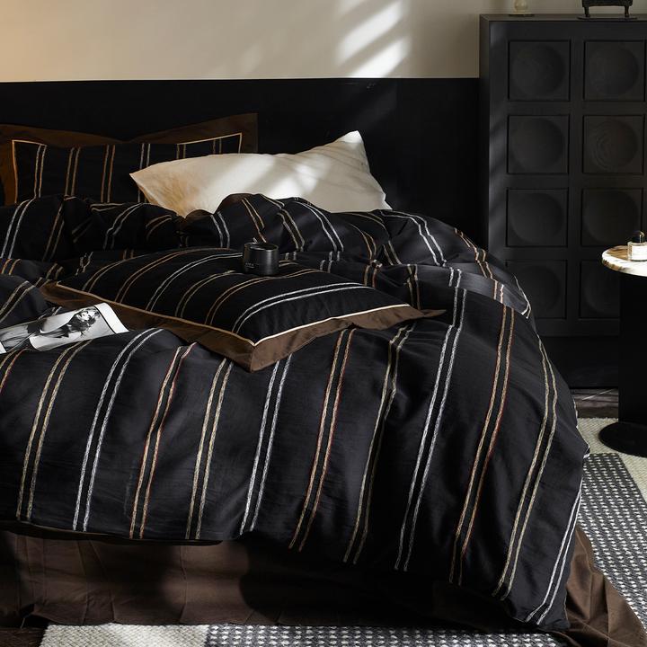 侘寂风丨纯棉四件套全棉贡缎长绒棉复古提花条纹高级感四季床品