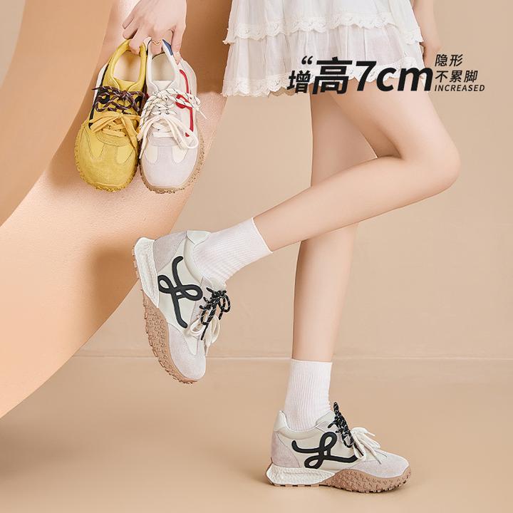 7cm小个子厚底女德训鞋春夏款复古百搭透气运动休闲美式阿甘女鞋