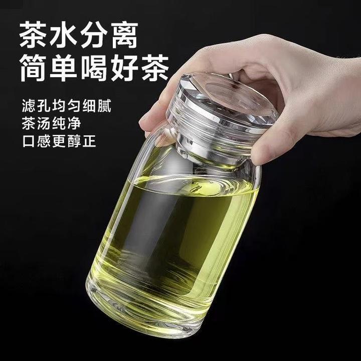 高颜值加厚单层透明泡茶玻璃杯水杯便携茶杯大容量隔热防爆耐高温