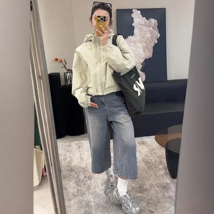 官图 连帽冲锋衣外套短款2025春秋韩系减龄宽松休闲爆款夹克上衣