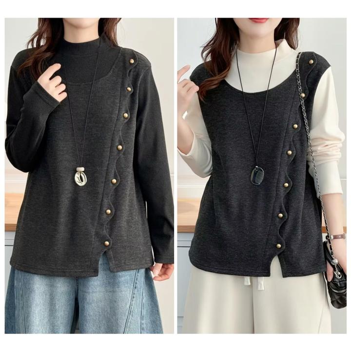 110-200斤大码女装胖mm冬装加厚保暖假两件显瘦遮肉打底衫长袖T恤