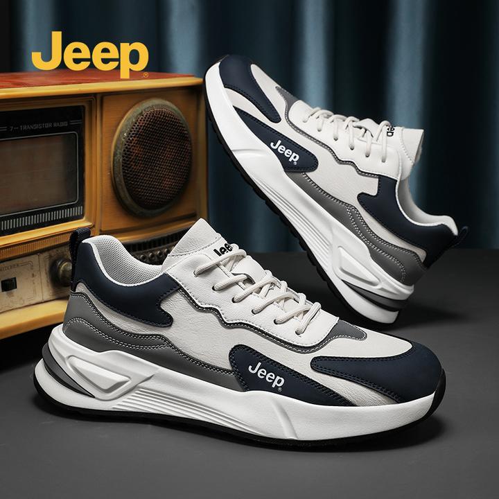 JEEP/吉普平跟拼色低跟秋季胶粘时尚休闲鞋防滑欧若假日风