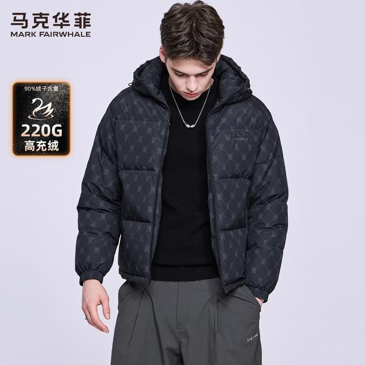 【高充绒】马克华菲老花满印连帽羽绒服男装2025冬季新款保暖外套