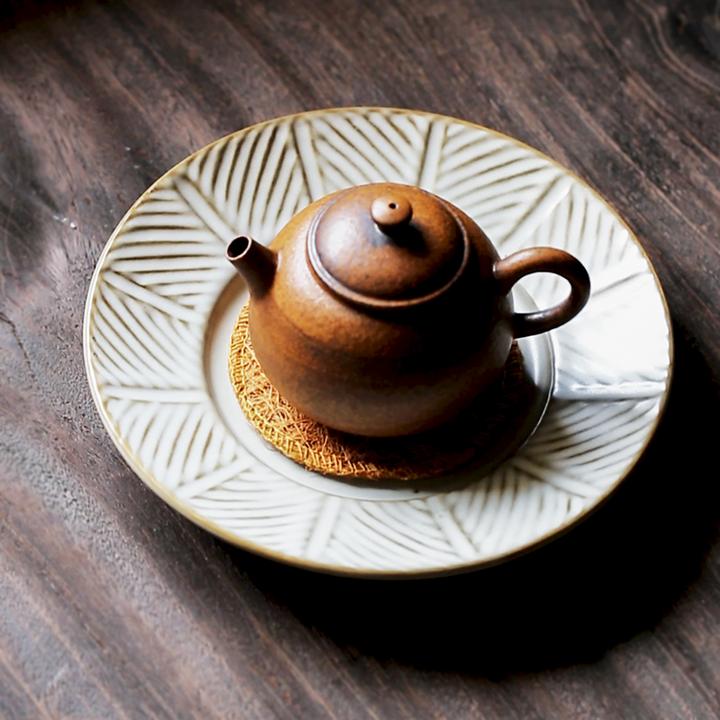 日式壶承手工干泡台储水养壶小茶盘陶瓷盖碗托垫复古茶具茶点果盘