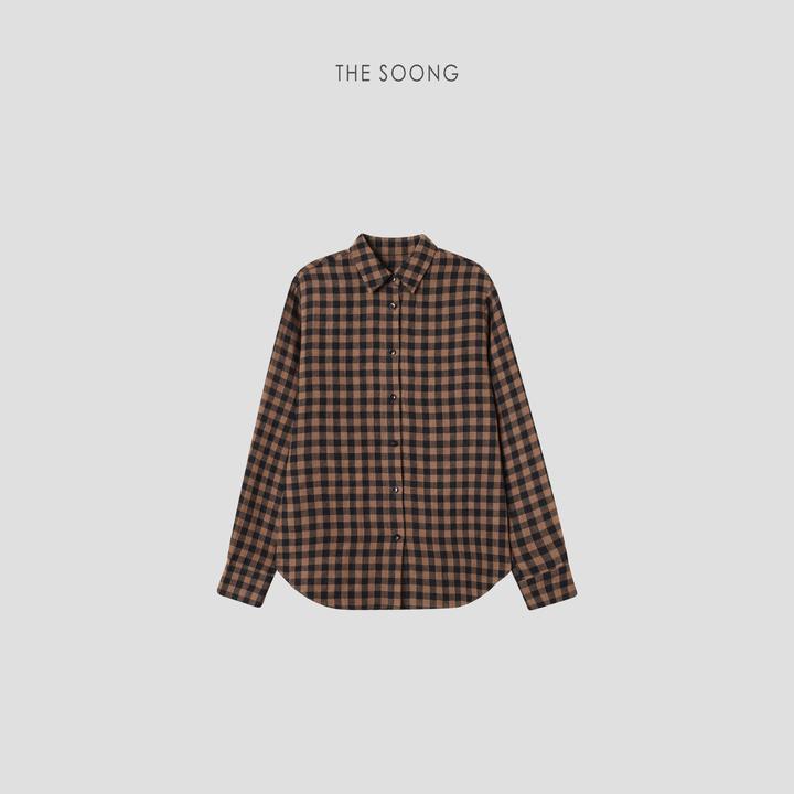 THESOONG|’雋永‘纯亚麻水洗色织格纹撞色腔调翻领衬衫外套BCS7665