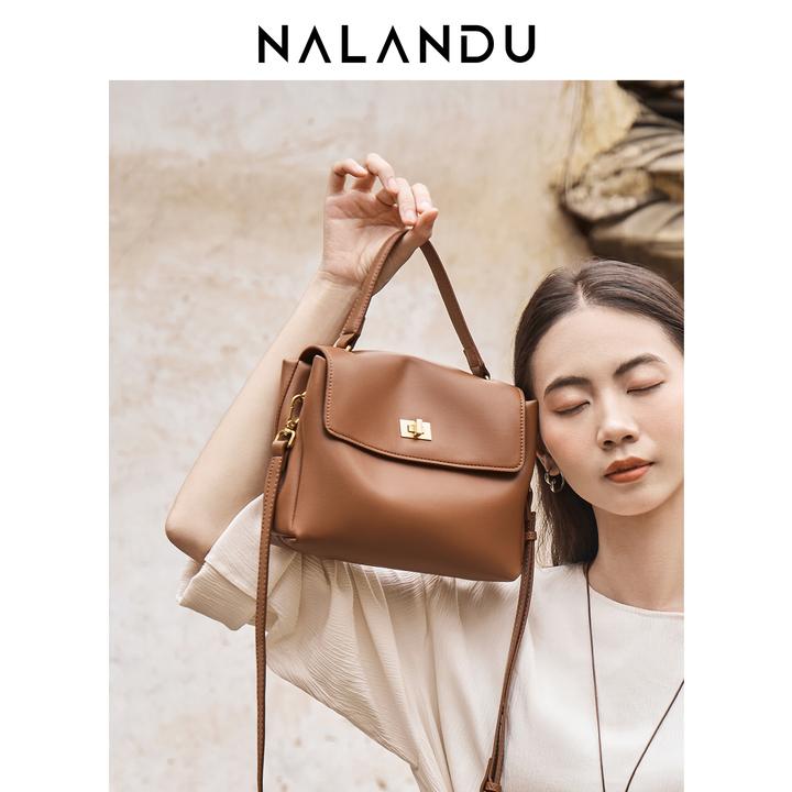 纳兰杜2025新款时尚优雅软皮手提小方女包百搭通勤OL单肩挎包 -SW