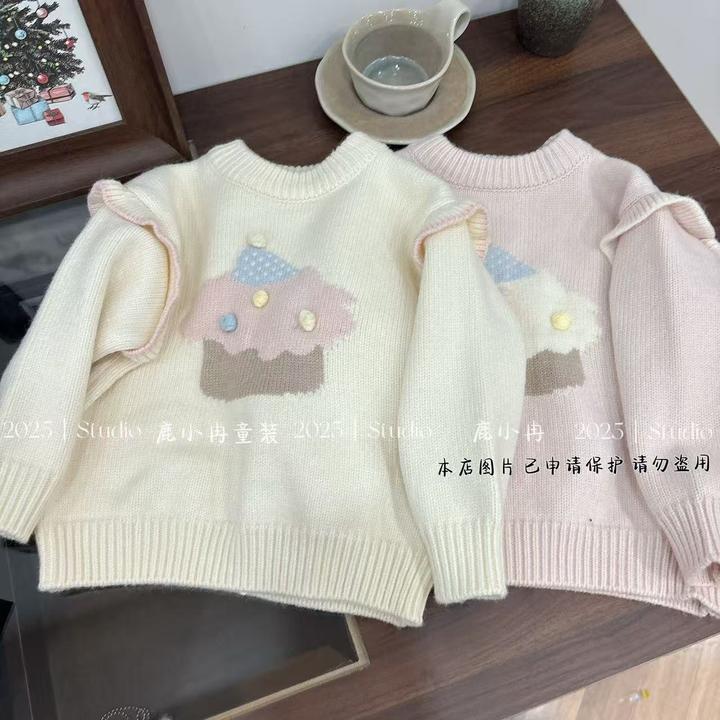 【鹿小冉】秋季女童韩版花边袖针织毛衣秋冬百搭款儿童穿搭98072
