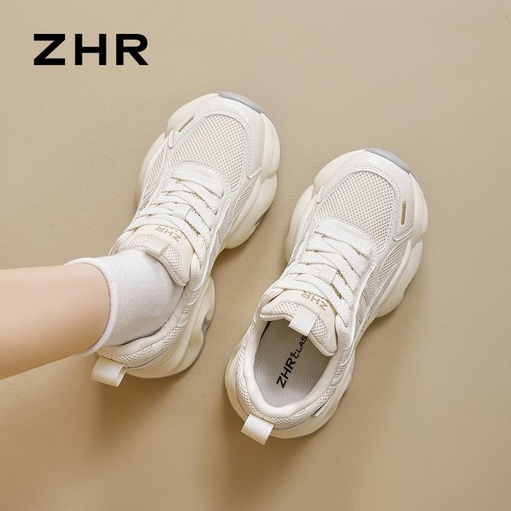 ZHR厚底老爹鞋女2025夏季女款网面透气增高不累脚百搭厚底运动鞋