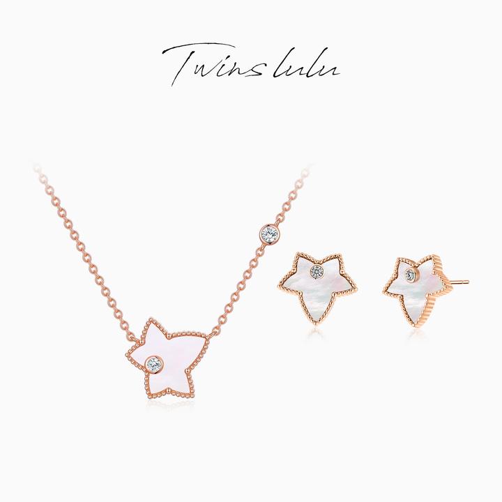 TWINS LULU 925银 镀K金 高级精致红枫叶项链女款送女友TSJ9615