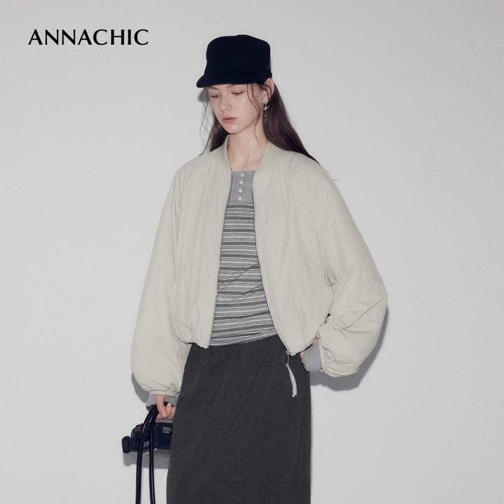 ANNACHIC时髦廓形_松弛感好穿_宽松短款棉衣/保暖棉服女秋冬外套