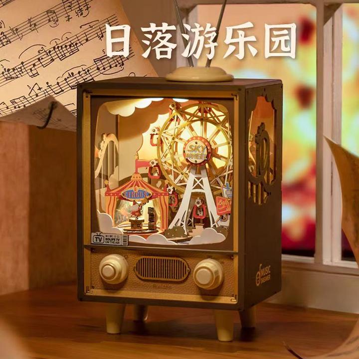 若来rolife日落游乐园拼图音乐八音盒旋转摩天轮diy手工礼物