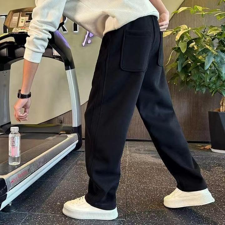 新款加绒男款裤子秋冬新款爆款直筒宽松卫裤冬装男士运动休闲长裤