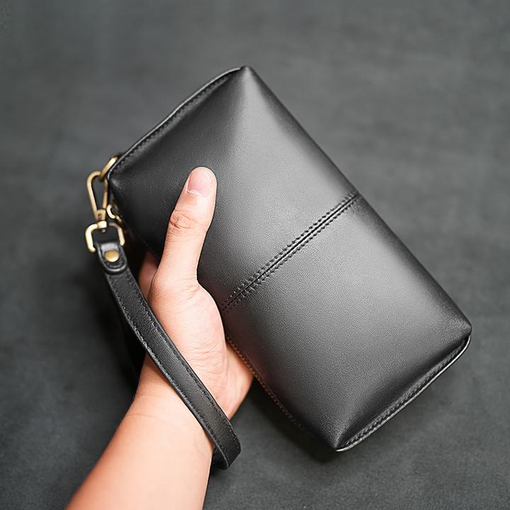 男包时尚休闲真皮竖款多功能韩版新款男士手包手拿包手机包手抓