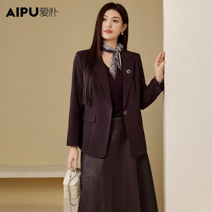 爱朴大码女装春季新品遮肉西服女款爆款显瘦高级感时尚西装16097