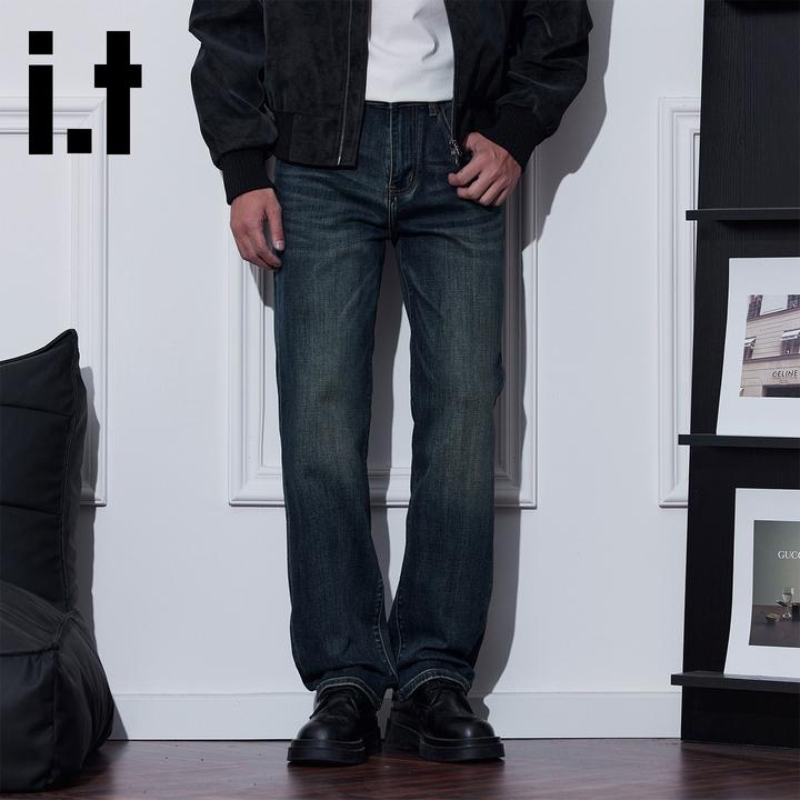 it:CHOCOOLATE2025冬季水洗重工牛仔裤男款修身直筒蓝牛长裤子男