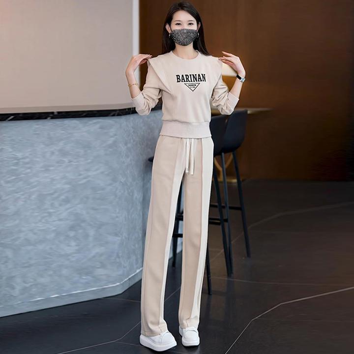 高含棉2025年春秋新款时尚减龄运动服套装女宽松卫衣阔腿裤两件套
