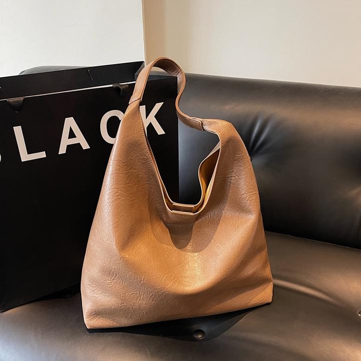 时尚百搭小众手提单肩包女士简约通勤托特包大容量休闲复古子母包