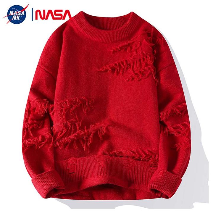 NK NASA联名本命年打底圆领男士毛衣秋冬季潮流百搭慵懒风针织衫