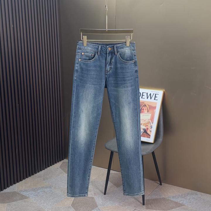 2025夏季薄款男士牛仔裤高端欧货蓝色百搭弹力修身小脚长裤