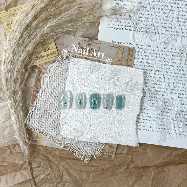 【莫吉托】清透显白纯手工穿戴甲2025年爆款温柔仙气气质美甲