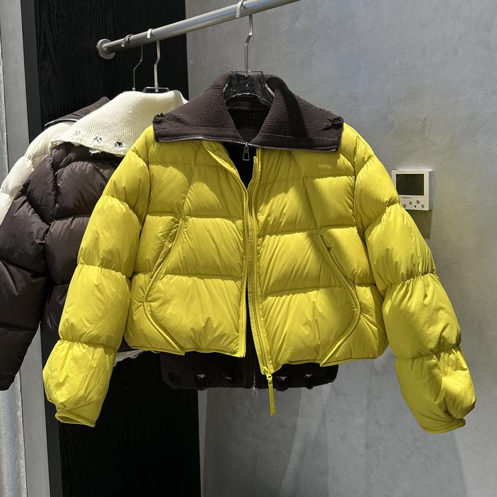 90白鸭绒针织翻领两件套短款羽绒服女2025秋冬新款时尚小个子外套