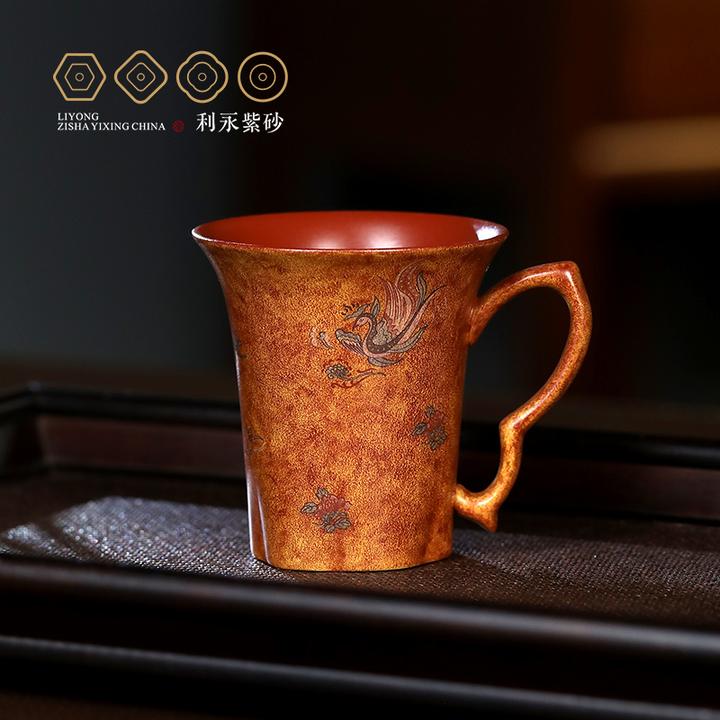 [百年利永]敦煌茶咖杯原矿朱泥高端复古正宗紫砂高档主人杯130ml