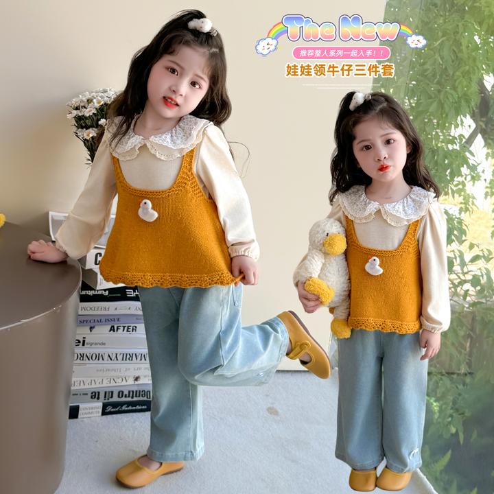儿童服装2025年款衣服女童裤子夏装套装秋特洋气时髦小鸭子三件套