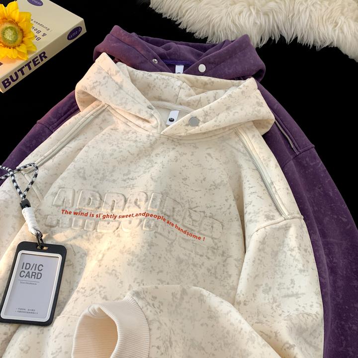 免烫重磅钢印套头卫衣青少年款冬季vintage宽松潮牌百搭明线潮流