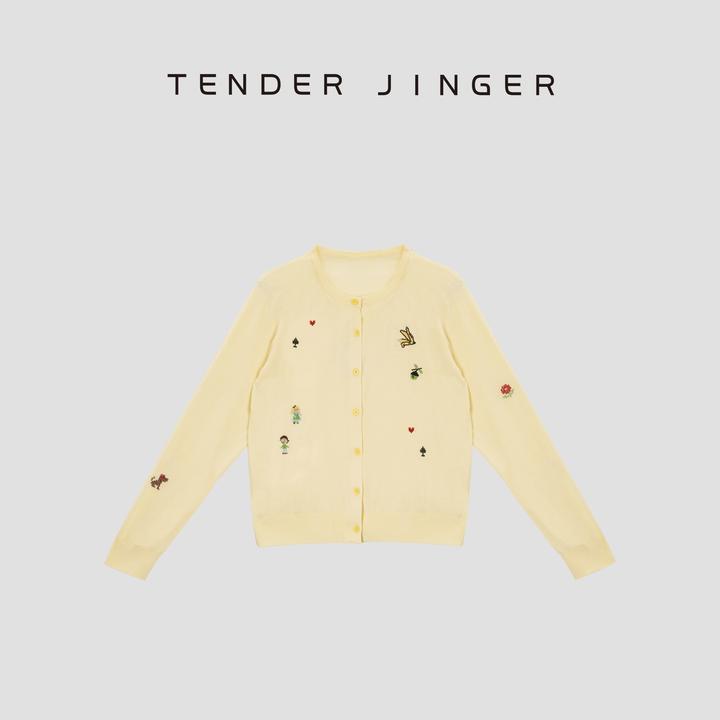 Tender Jinger【童话世界】圆领卡通图案刺绣开衫T53MII41191