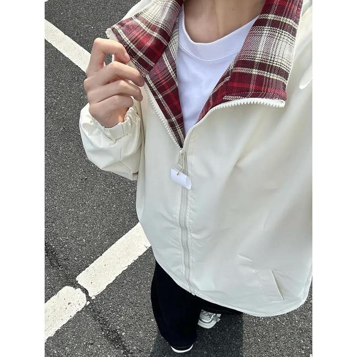 【专柜正品】cleanfit格子拼接夹克男款秋季美式覆古情侣装外套宽
