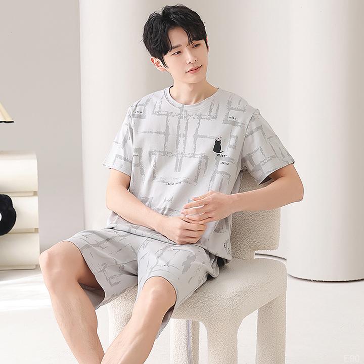 100%全棉男士睡衣男款爆款2025新款男式纯棉夏季可外穿家居服套装