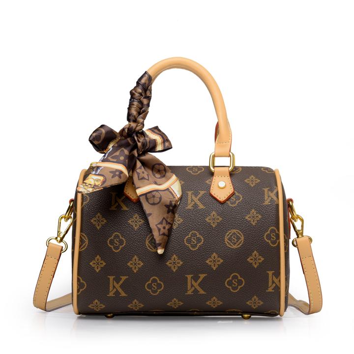 时尚棕色复古波士顿包单肩包手提包气质轻奢百搭经典