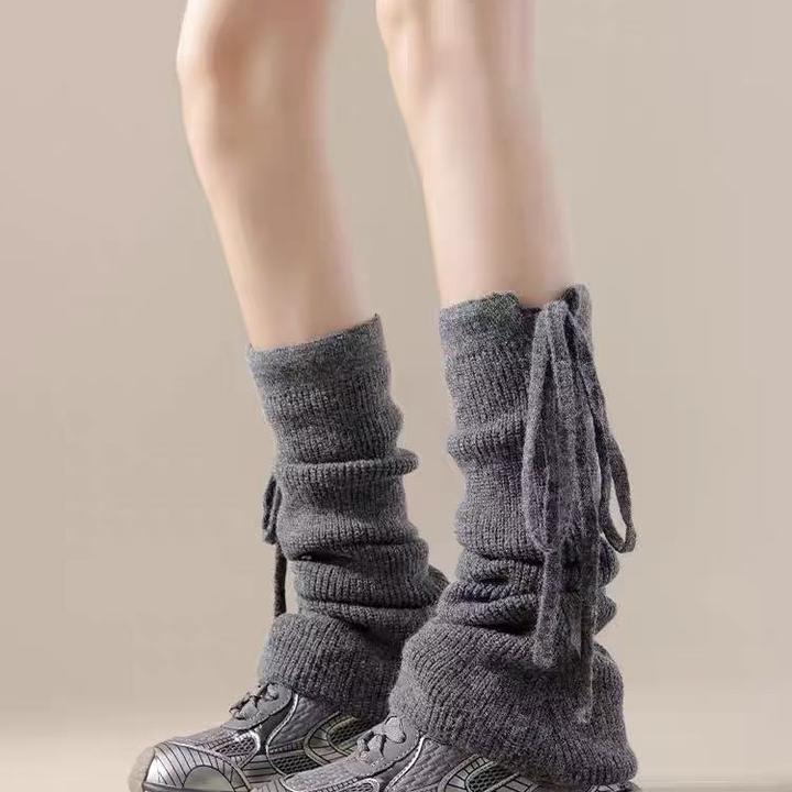针织堆堆袜套绑带女春秋冬季灰色辣妹原宿风腿套袜jk小腿中筒袜子