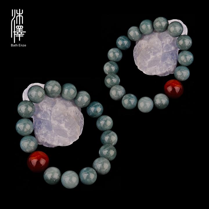 沐泽【点绛唇】蓝水翡翠南红手串（多样性发其一）