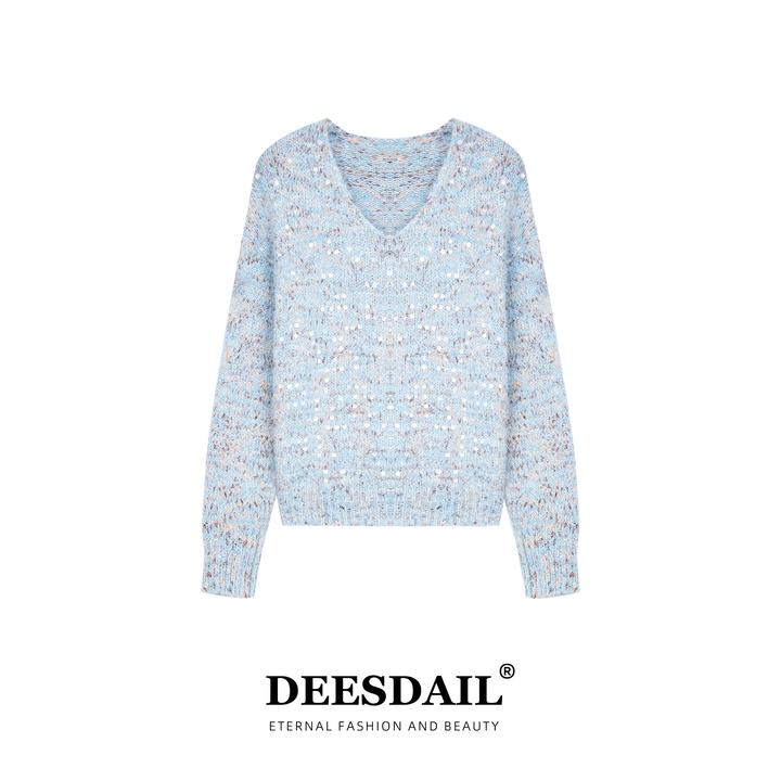 Deesdail冬季长袖知性亮片毛衣百搭显瘦针织衫女A219/A237