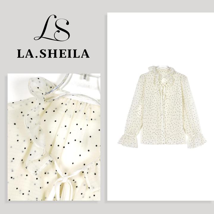 LA.Sheila系带花苞领波点衬衫253-CS/0804-99366