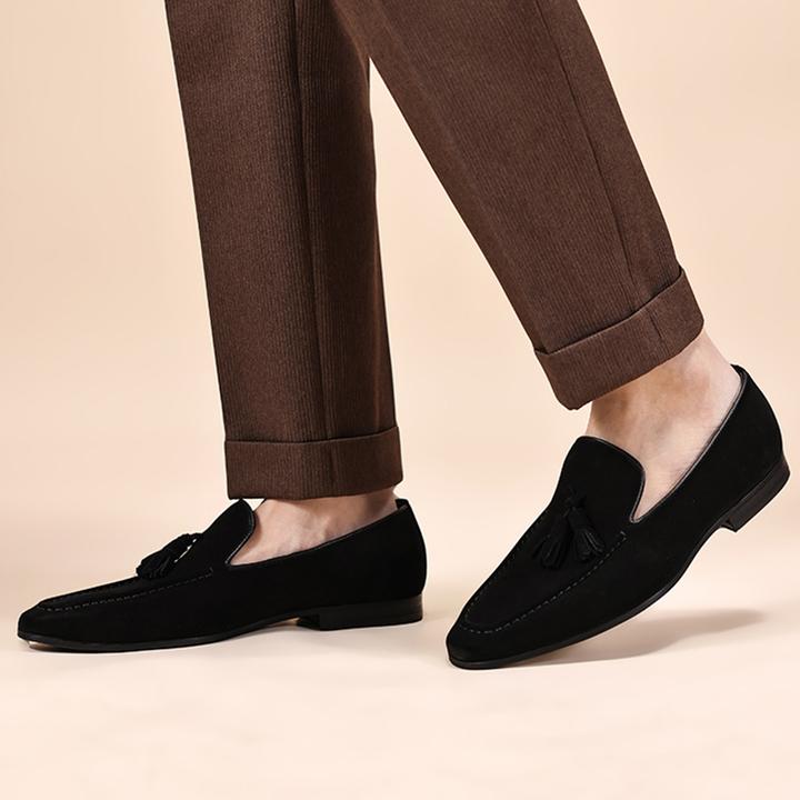 春夏新款真皮手工英伦流苏磨砂商务休闲皮鞋男懒人鞋反绒单鞋潮鞋