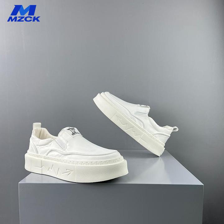 潮鞋休闲板鞋男2025新款厚底增高一脚蹬轻便小白鞋男时尚潮流布鞋