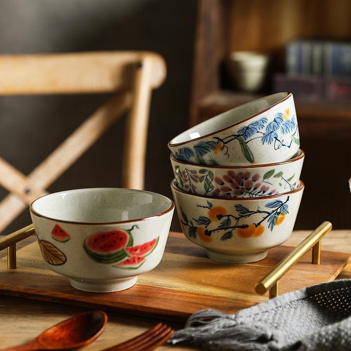 舍里复古水墨画系列米饭碗家用陶瓷釉下彩新中式精致小碗