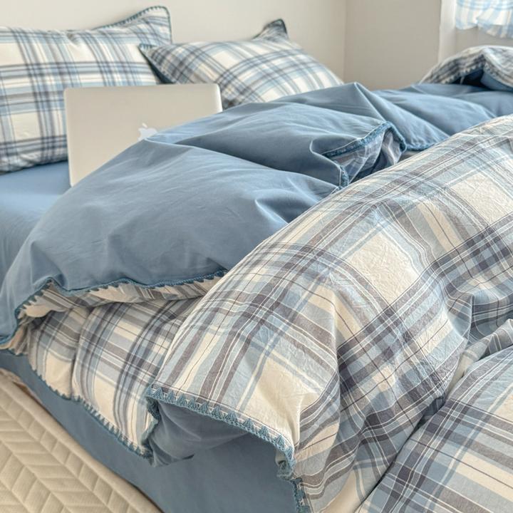 母婴级A类四季全棉纯棉AB双拼被罩床上用品四件套宿舍床笠三件套4