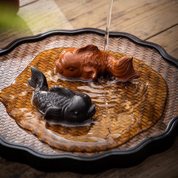 畅销走量年年有鱼紫砂鱼茶宠摆件精品可养个性茶玩茶桌茶台具配件