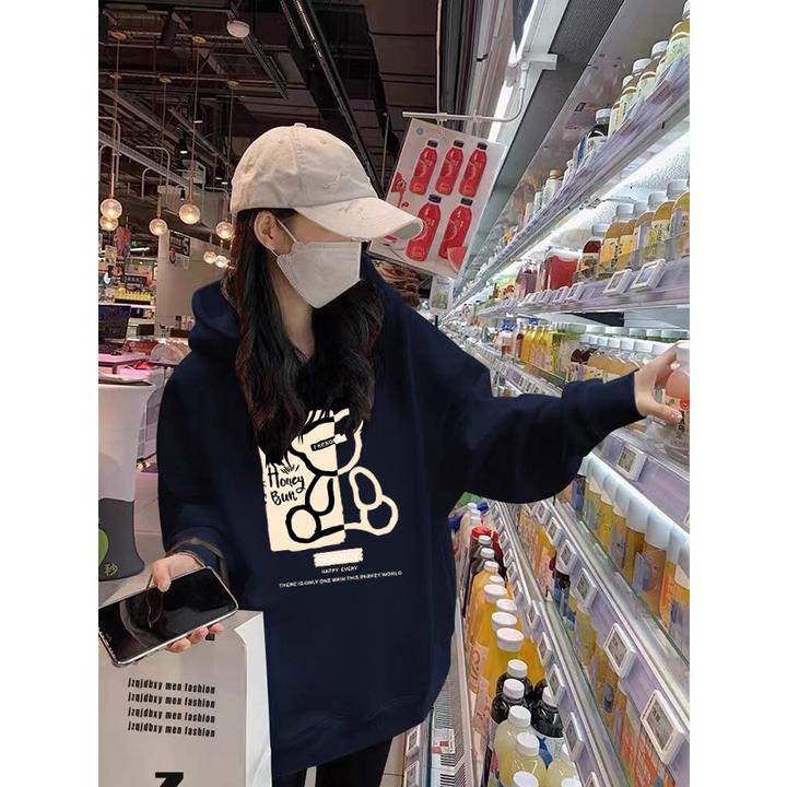 连帽卫衣女2025新款秋冬加绒加厚宽松包臂中长款韩版带帽情侣外套