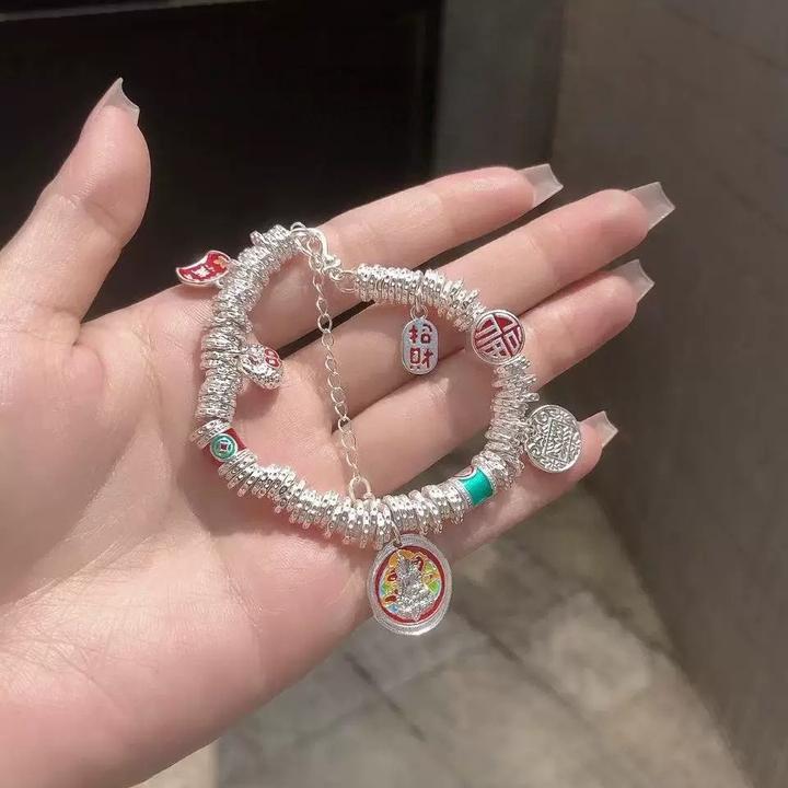 盘缠手链珐琅五路财神手串福牌好运新中式国风百搭简约小众设计感